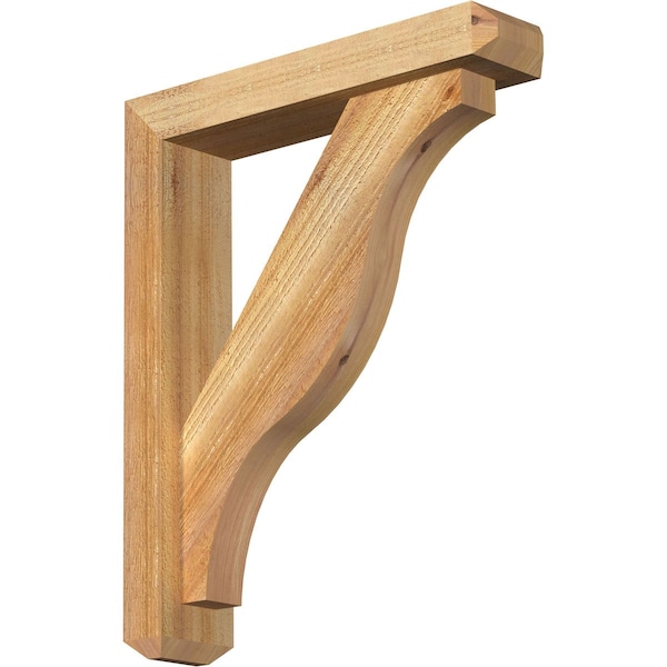 Ekena Millwork Funston Craftsman Rough Sawn Bracket w/ Offset Brace, Western Red Cedar, 4"W x 18"D x 22"H BKT0402X18X22FST04RWR - main